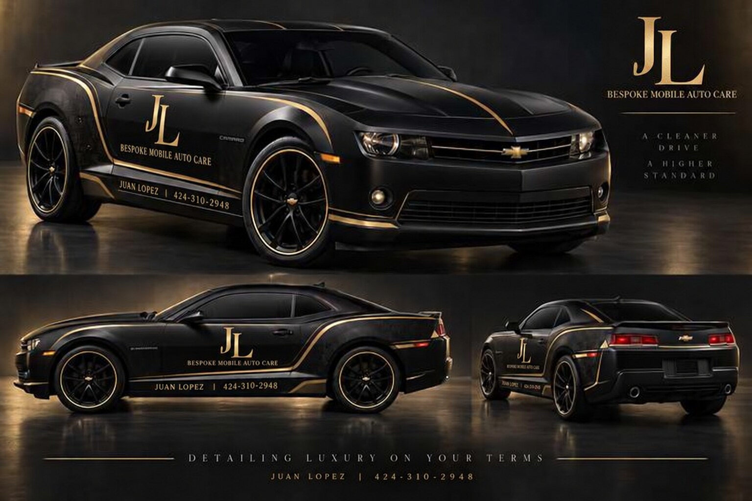 Black luxury sports car professionally detailed